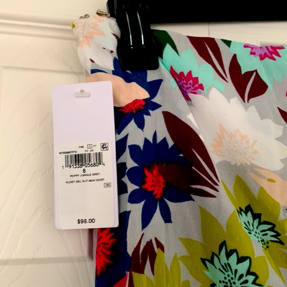 NWT Guess Kloey Double Slit Floral Maxi Skirt. Size 8. Poppy Jungle Grey. - Picture 8 of 9